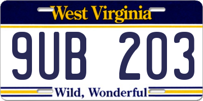 WV license plate 9UB203