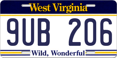 WV license plate 9UB206