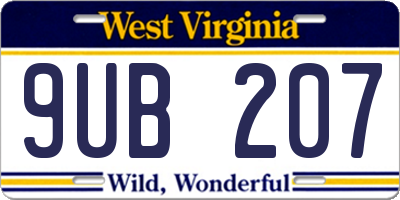 WV license plate 9UB207