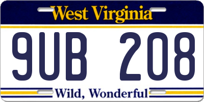 WV license plate 9UB208