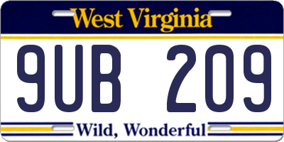 WV license plate 9UB209