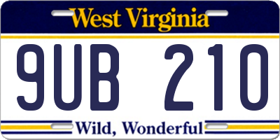 WV license plate 9UB210