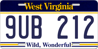 WV license plate 9UB212