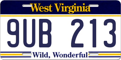 WV license plate 9UB213
