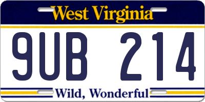 WV license plate 9UB214