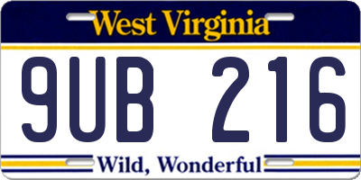 WV license plate 9UB216