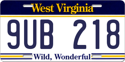 WV license plate 9UB218