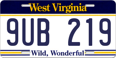 WV license plate 9UB219
