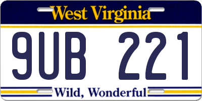 WV license plate 9UB221