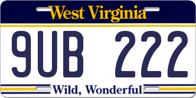 WV license plate 9UB222
