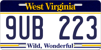 WV license plate 9UB223