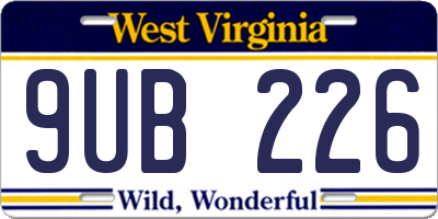 WV license plate 9UB226