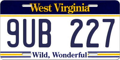 WV license plate 9UB227