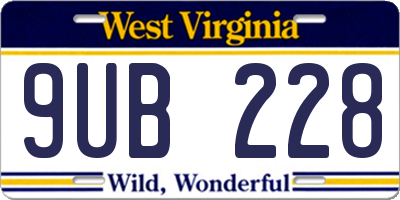 WV license plate 9UB228