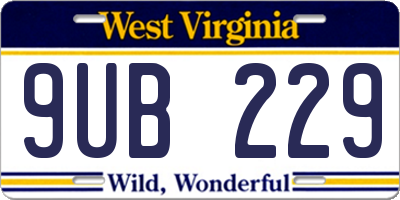WV license plate 9UB229
