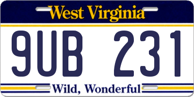 WV license plate 9UB231