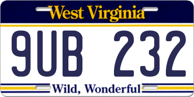 WV license plate 9UB232