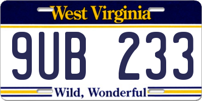WV license plate 9UB233