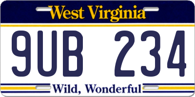 WV license plate 9UB234