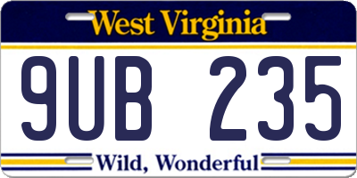 WV license plate 9UB235