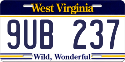 WV license plate 9UB237