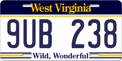 WV license plate 9UB238