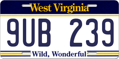 WV license plate 9UB239