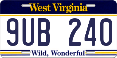 WV license plate 9UB240
