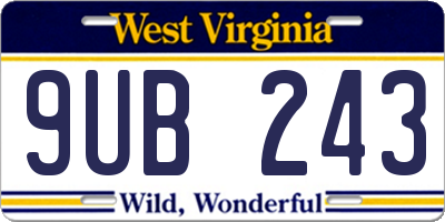 WV license plate 9UB243