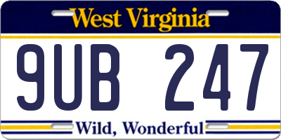 WV license plate 9UB247
