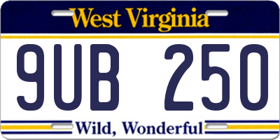 WV license plate 9UB250