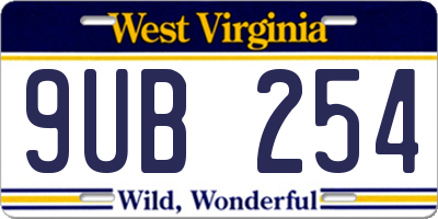 WV license plate 9UB254