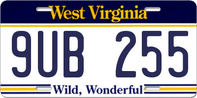 WV license plate 9UB255