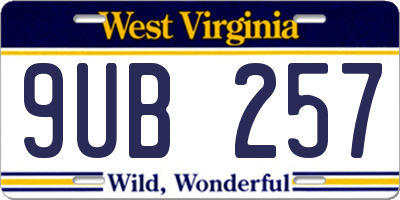 WV license plate 9UB257