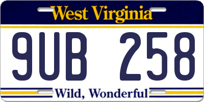 WV license plate 9UB258