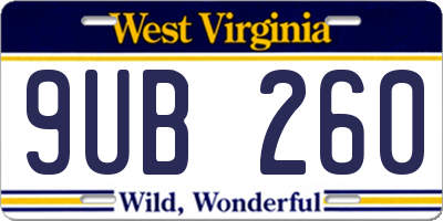 WV license plate 9UB260