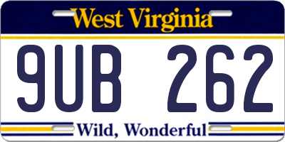 WV license plate 9UB262