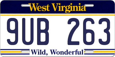 WV license plate 9UB263