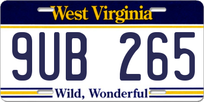 WV license plate 9UB265