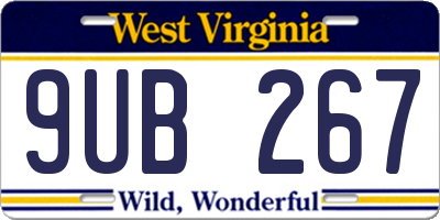 WV license plate 9UB267