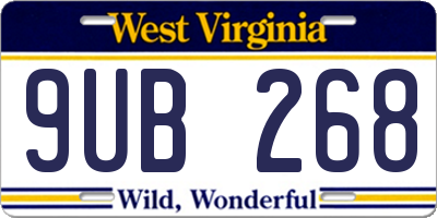 WV license plate 9UB268