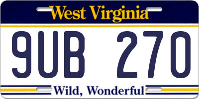 WV license plate 9UB270