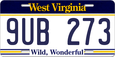 WV license plate 9UB273