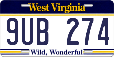 WV license plate 9UB274