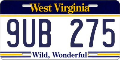 WV license plate 9UB275