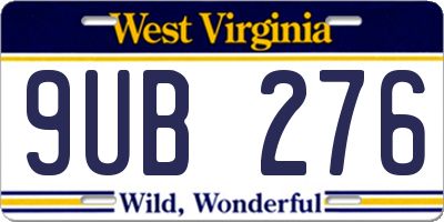WV license plate 9UB276