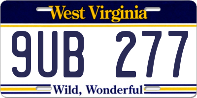 WV license plate 9UB277