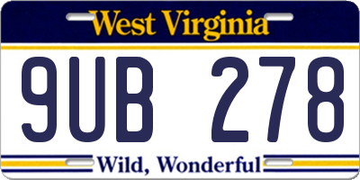 WV license plate 9UB278