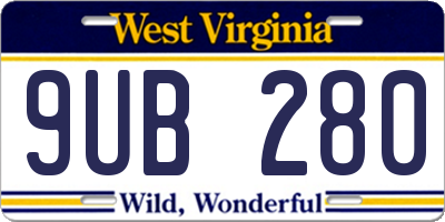 WV license plate 9UB280