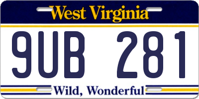 WV license plate 9UB281